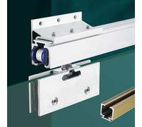 Wall Mount Sliding Glass Door Hardware with Track, Soft Close Sliding Glass Door Rail Complete Kit, Heavy Duty Aluminum Shower Door Track(Champagne,206cm(81in))
