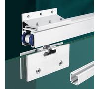 Wall Mount Sliding Glass Door Hardware with Track, Soft Close Sliding Glass Door Rail Complete Kit, Heavy Duty Aluminum Shower Door Track(Silver,150cm(59in))
