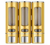 Wall Mount Soap Dispenser Set 3 In 1 For Bathroom With 400ml Transparent Reservoirs Visual Soap Level Tracking ABS Material Black Gold Electroplated Hotel Home Shower Kitchen(Gold)