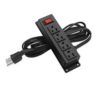 Wall Mount Socket Strip, 4 Way Power Strip with Switch, Under Computer Power Strip Connects with 6 Feet Cable Under The