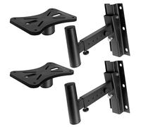 Wall Mount Speaker Bracket Stands - Dual Universal Adjustable w/ 12.5'' Distance from Wall, 90°-30° Angle, Tilt, Rotation Adjustment & Solid-Steel Pin Serves as Safety-Stop (Pair) - Pyle PSTNDW15