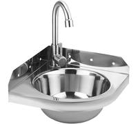 Wall Mount Stainless Steel Sink Triangle Corner Basin Sinks Outdoor Garden Sink Single Bowl Multifunctional Wash Basin Commercial Utility Sink with Faucet,for RVs, backyards, garages