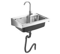 Wall Mount Stainless Steel Utility Sink, Portable Single Bowl Handwashing Station Kitchen Sink for Farmhouse, Bathroom, Bar(48x35cm)