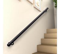 Wall Mount Staircase Handrail for Stairs 1 2 3 4 5 6 Metres, Industrial Metal Pipe Stair Hand Rails Non-Slip Corridor Safety Support Rod for Home Loft Porch, Black(16ft/480cm)