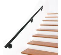 Wall Mount Staircase Handrail Stairs 1 2 3 4 5 6 Metres, Industrial Metal | Pipe Stair Hand Rails Non-Slip Corridor Safety Support Rod for Home Loft Porch, Black(6.6ft/200cm)