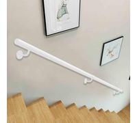 Wall Mount Staircase Handrail, White Metal Round Pipe Stair Handrail Wall Mount Safety Grab Bar 30-600cm Indoor Outdoor(16ft/480cm)