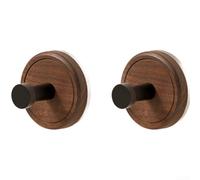Wall Mount Suction Cup Hook, 1/2/3/4 Pack No Drill Heavy Duty Sticky Organizer with Strong for Bathroom Walnut Wood Design Holds 3kg Home & Garden(2)