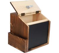 Wall Mount Suggestion Box with Lock 12x8x6 Inch Dark Brown Wood Secure Donation Voting Mail Collection