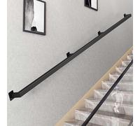 Wall Mount Support Stair Railings, Metal Wrought Iron Stair Handrail Wall Mounted Black Multiple Sizes(8.2ft/2.5m)