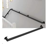 Wall Mount Support Stair Railings, Wrought Iron Stair Handrail Indoor and Outdoor Wall Mounted 30cm-600cm Black(7ft/2.1m)