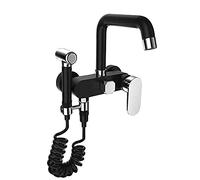 Wall Mount tap Spray taps,All Copper,hot and Cold Water Valve Faucet,Double Hole Double Hole,Kitchen Sink,Laundry Sink taps,rotatable-Chrome(1)