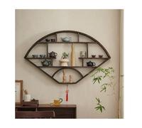 Wall Mount Tea Cup Rack with Lattice Design, Solid Wood Display Shelf for Kitchen, Living Room, Bedroom, and Office Home Decor Organizer