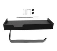 Wall Mount Toilet Paper Holder Stainless Steel Bathroom Storage Rack Black