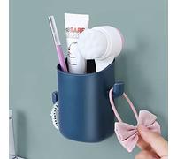 Wall Mount Toothbrush Holder Cute Toothbrush Cup Bathroom Tumbler Tooth Brushing Organizer Set Drill-Free Self Adhesive Wall Tooth Brush Holders for Bathroom, College Dorm, Kitchen, RVs- Blue