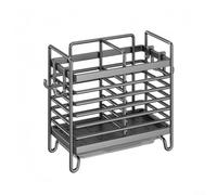 Wall Mount Utensil Holder Carbon Steel Drain Rack 20.9cm Carbon Steel Utensil Caddy Grey Wall Mount Drying Rack Kitchen Counter Utensil Holder with Removable Drain Tray Large (2 Compartments)