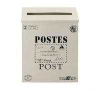 Wall Mount Vintage Metal Mailbox with Rustic European Style, Suitable for Unique For Home Decoration (White)