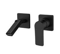 Wall Mount Waterfall Bathroom Faucet, Mounted Sink Faucets, The Faucet Outlet Can Be Flipped Up and Down 180°, Brass Basin for Sink, Vanity Faucet(Black)(Black) (Black)