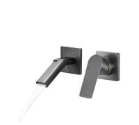Wall Mount Waterfall Bathroom Faucet, Mounted Sink Faucets, The Faucet Outlet Can Be Flipped Up and Down 180°, Brass Basin for Sink, Vanity Faucet(Black)(Black) (Gray)