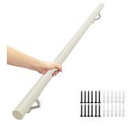 Wall Mount White for Indoor/Outdoor Banisters, 1.6ft Non-Slip Wooden Round Railing, Safe Step Baluster for Stairs and Home Safety