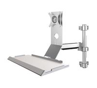 Wall Mount Workstation, Sit Stand Monitor Desk Mount with Keyboard Tray, Full-Motion Arm, Cable Management, 8kg Load Capacity for 17-27 inch Screens