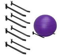 Wall Mount Yoga Ball Storage Rack, Black Metal Basketball Stability Ball Holder, Yoga Studio Gym Exercise Ball Sports Equipment Organizer, Black-4 PCS
