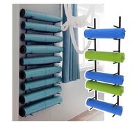 Wall Mount Yoga Mat Holder 6/9 Tier Vertical Storage Shelf for Exercise Mats Stable Metal Foam Roller & Towel Rack Ideal for Fitness Class & Bedroom (Black 9 Layers)