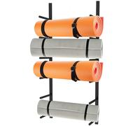 Wall Mount Yoga Mat Storage Rack, Foam Roller & Resistance Bands Organizer, Durable Metal Gym Display for Home Workout, Fitness Accessories Holder