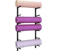 Wall Mount Yoga Mat Storage Rack - Heavy Duty Metal Organizer for Foam Rollers & Workout Equipment, Space-Saving Gym Solution