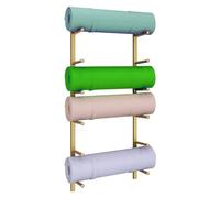 Wall Mount Yoga Mat Storage Rack - Organizer for Foam Rollers, Resistance Bands & Exercise Gear - Durable Metal Gym Display for Home & Studio Fitness