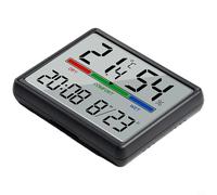 Wall Mountable and Desk Digital Clock with LCD Display Showing Time Date Temperature Humidity Includes Alarm and Magnetic Back (Black)
