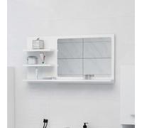vidaXL Bathroom Mirror Modern Frame Plain Rectangle Bathroom Glass Mirror Wall Mounted Washroom Furniture Toilet Indoor White Chipboard