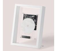 Wall Mountable CD Player, 5.0 Bluetooth/3.5mm AUX Output, Without Speakers, Music Decorative Photo Frame, with Remote Control, for Wall Decor, Home, Corridor, Office white
