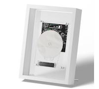 Wall Mountable CD Player, CD Decorative Photo Frame, Retro Music Photo Frame CD Player, 3.5mm AUX Output, with Remote Control and LED Screen, Without Speakers, for Home, Gallery(White)