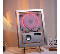 Wall Mountable CD Player, Music Decorative Photo Frame, USB/2-way 5.1Bluetooth/AUX Mode, Built-in Speaker, With Ambient Lighting, Time Display Screen, for Home, Corridor, Office, Wall Decor