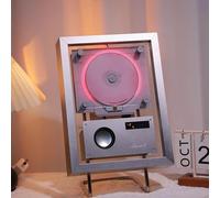 Wall Mountable CD Player Music Frame, 2-Way 5.1 Bluetooth/USB/AUX, Remote Control Speakers 6 Lighting, Silver