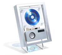 Wall Mountable CD Player, Wall Mountable Music Frame CD Player, with Speaker, Remote Control and LED Screen, Ambient Lighting, USB, 3.5mm, Optical, Type-C Output, for Home Office(B)