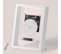 Wall Mountable CD Player with Remote, Bluetooth, AUX Output, and Decorative Photo Frame for Home and Office