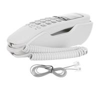Wall-mountable Corded Telephone with Redial, ABS White Landline Phone | Wired Connection, Physical Keypad, Desktop Use, Rj11 Jack, Analog Line, Retro Minimalist Style