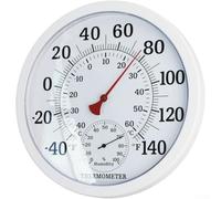 Wall Mountable Indoor Outdoor Thermometer with Humidity Gauge and Clear 20-Degree Increment Temperature Markings (White)