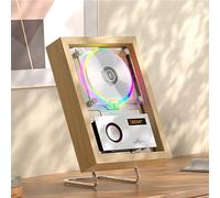 Wall Mountable Music Frame CD Player with Remote Control, Bluetooth/USB/AUX Output, Built-in Speakers and Lights for Home Decor