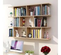 Wall MounteBoohelf - EngineereWooOpen Bookcase for Bedroom, Living Room & Wine Rack - Wall Hanging Sto Cabinet in Light Wooh