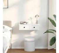 Wall Shelf with 2 Drawers White Engineered Wood 60x28x15 cm Floating Slim Design