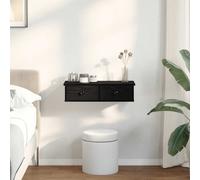 Wall shelf with drawers Black 60x28x15 cm Engineered Wood Floating Slim Cabinet