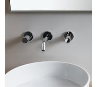 Wall-Mounted 2 Handle Basin Tap Laufen KARTELL 3-hole flush mount 175 mm Chrome