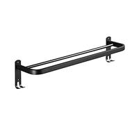 Wall-Mounted 304 Stainless Steel Double Rod Towel Rack - Bathroom Shower Shelf nizer with 2 Hoo, Contemporary Free Standing Design for Home & Hotel Towel Sto