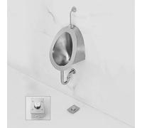 Wall-Mounted 304 Stainless Steel Urinal Troughs - High-Efficiency Men's Flushing Urinal with Flush Valve for Commercial Use in Public Toilets Hotels Bars Airports