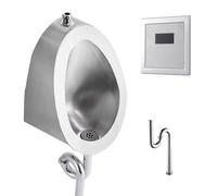 Wall-Mounted 304 Stainless Steel Urinal with Hidden Automatic Sensor Flushing Splash-Proof Design Brushed Finish & Stainless Steel Drain Pipe for Modern Restrooms