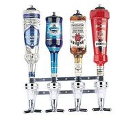 Wall Mounted 4 Bottle Stand Rack Barware Sets, Stable No Leakage 4 Bottle Spirits Dispenser Rack, Universal Common Size Optic Measuring Bottle Bracket Dispenser for Most Drinks like Whiskey Rum Brandy