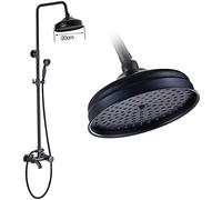 Wall Mounted 8 Inch Rainfall Shower Set Faucet with Hand Shower Black Bath and Shower Mixer Kits Brass Tub Can Hot and Cold Taps,Type A,Type A,Shower Faucet Set