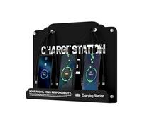 Wall Mounted 8 Port Charging Station with Fast Charigng Cables - Multi Device Charging Dock for Office, Hotel & Public Spaces | Compatible with iPhone ipad Smartphone Tablets Android Port (Black)